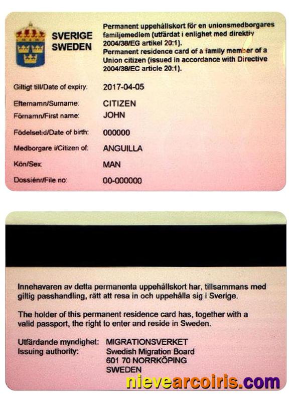 SWEDEN permanent residence card